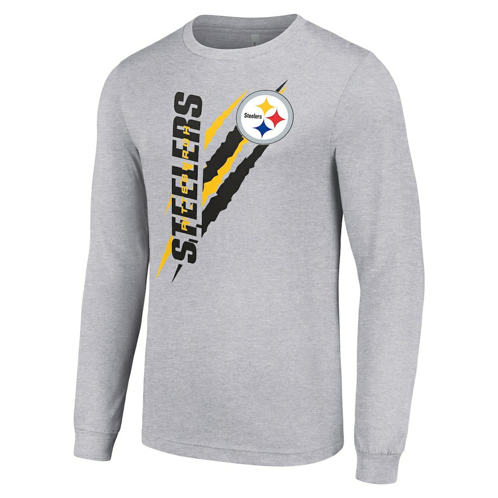 Pittsburgh Steelers Starter Color Scratch Long Sleeve T-Shirt - Heather Gray discount