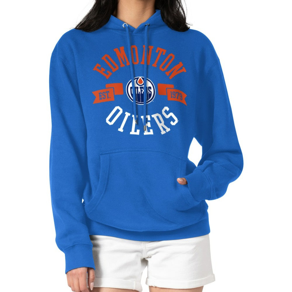 Edmonton Oilers G-III 4Her by Carl Banks Women's City Graphic Fleece Pullover Hoodie Royal