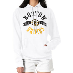 Boston Bruins G-III 4Her by Carl Banks Women's City Graphic Fleece Pullover Hoodie White