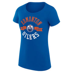 Edmonton Oilers G-III 4Her by Carl Banks Women's Super-Slim Fit Lightweight City Graphic Sport Crewneck T-Shirt Royal