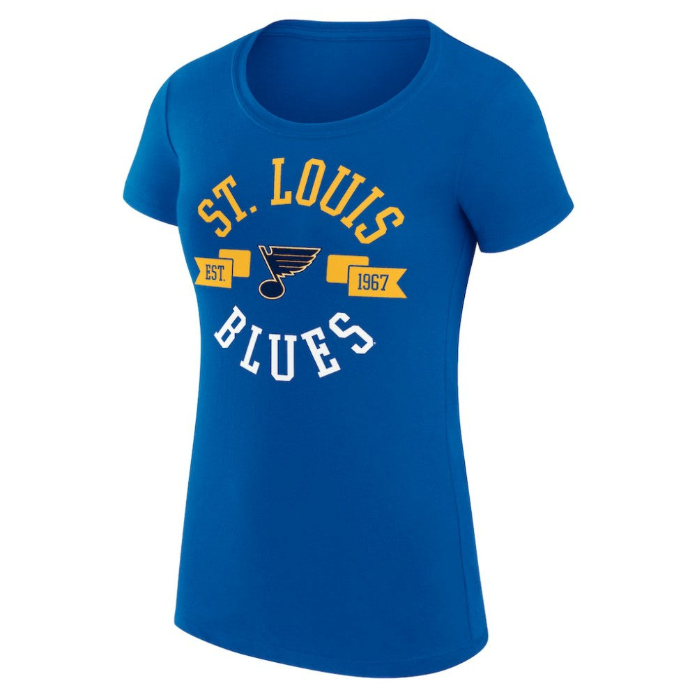 St. Louis Blues G-III 4Her by Carl Banks Women's Super-Slim Fit Lightweight City Graphic Sport Crewneck T-Shirt Royal