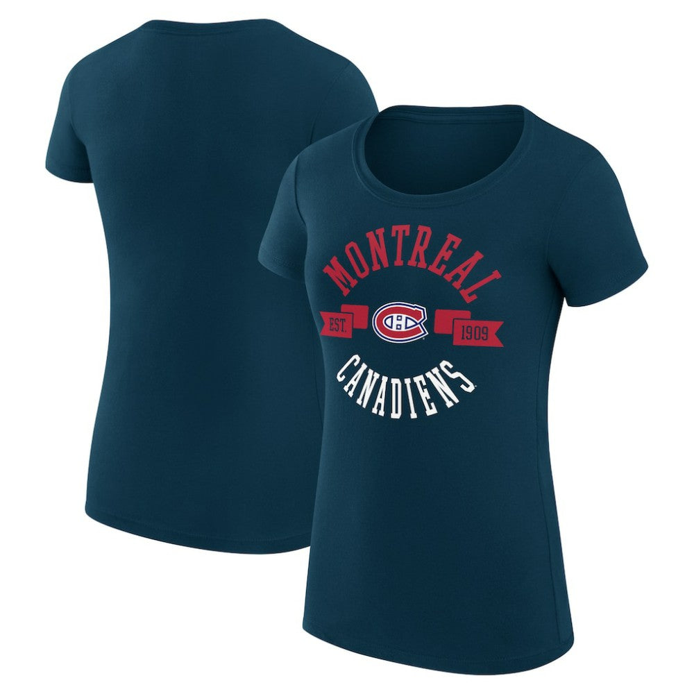 Montreal Canadiens G-III 4Her by Carl Banks Women's Super-Slim Fit Lightweight City Graphic Sport Crewneck T-Shirt Navy