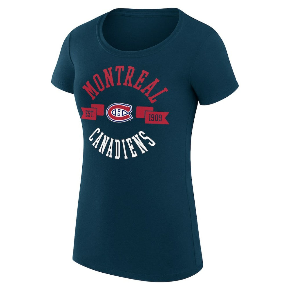Montreal Canadiens G-III 4Her by Carl Banks Women's Super-Slim Fit Lightweight City Graphic Sport Crewneck T-Shirt Navy