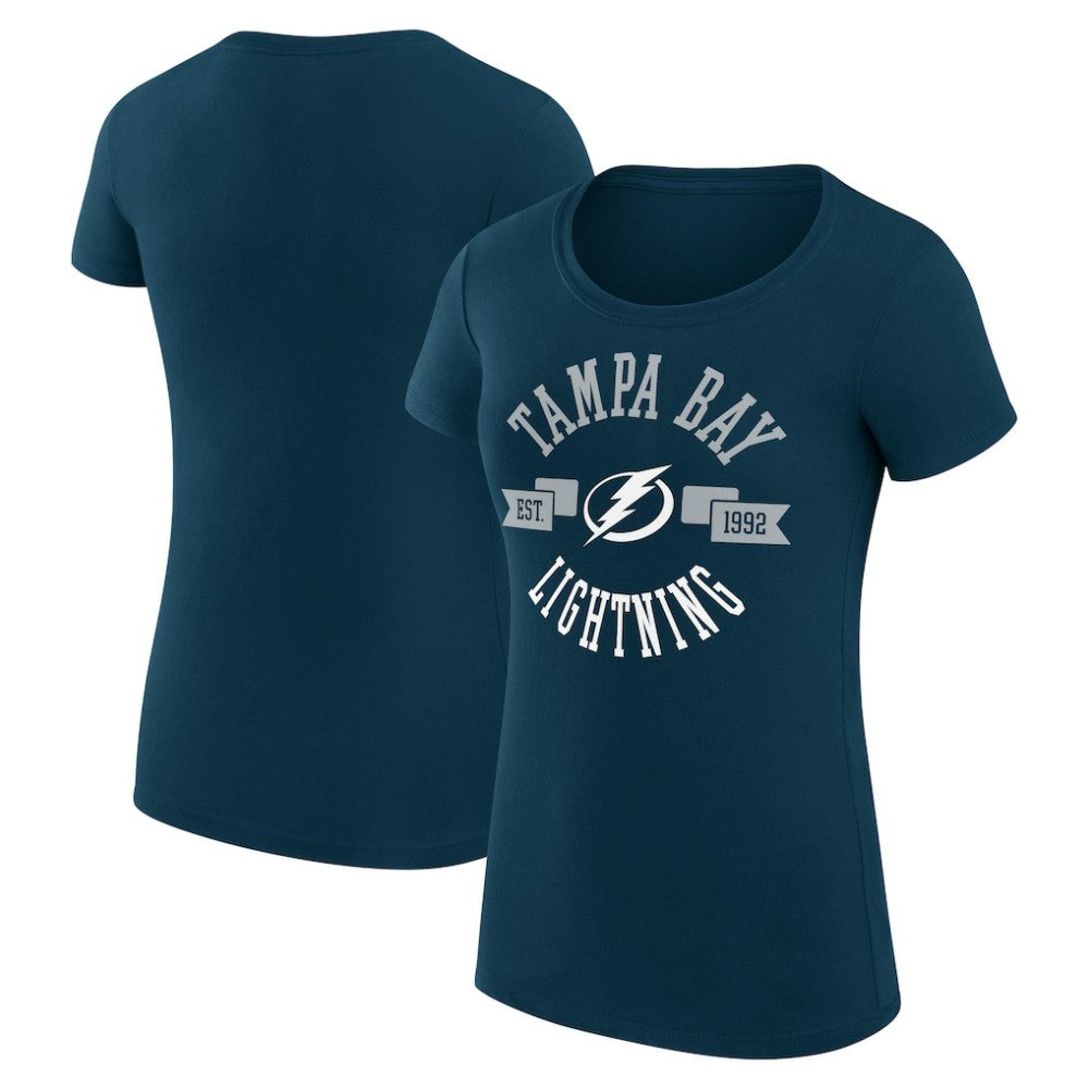 Tampa Bay Lightning G-III 4Her by Carl Banks Women's Super-Slim Fit Lightweight City Graphic Sport Crewneck T-Shirt Navy