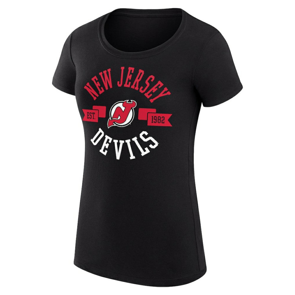 New Jersey Devils G-III 4Her by Carl Banks Women's Super-Slim Fit Lightweight City Graphic Sport Crewneck T-Shirt Black