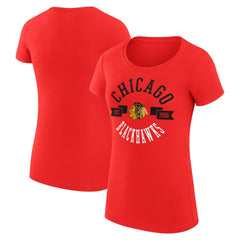 Chicago Blackhawks G-III 4Her by Carl Banks Women's Super-Slim Fit Lightweight City Graphic Sport Crewneck T-Shirt Red