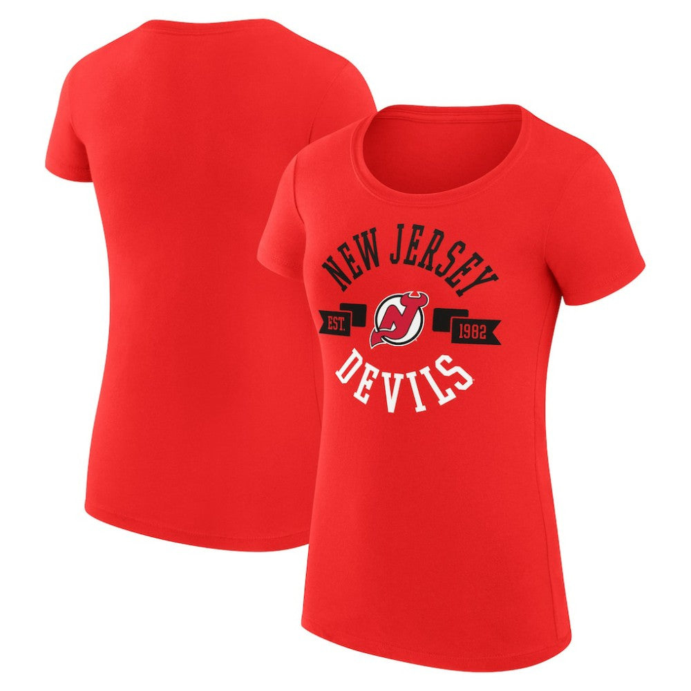 New Jersey Devils G-III 4Her by Carl Banks Women's Super-Slim Fit Lightweight City Graphic Sport Crewneck T-Shirt Red