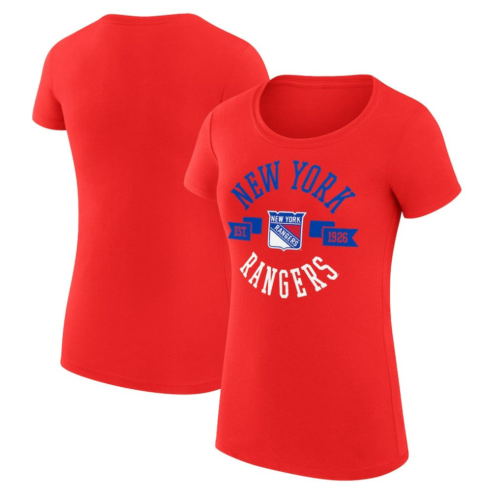 New York Rangers G-III 4Her by Carl Banks Women's Super-Slim Fit Lightweight City Graphic Sport Crewneck T-Shirt Red