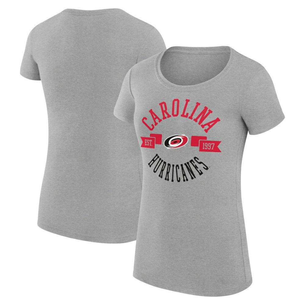 Carolina Hurricanes G-III 4Her by Carl Banks Women's Super-Slim Fit Lightweight City Graphic Sport Crewneck T-Shirt Heather Gray