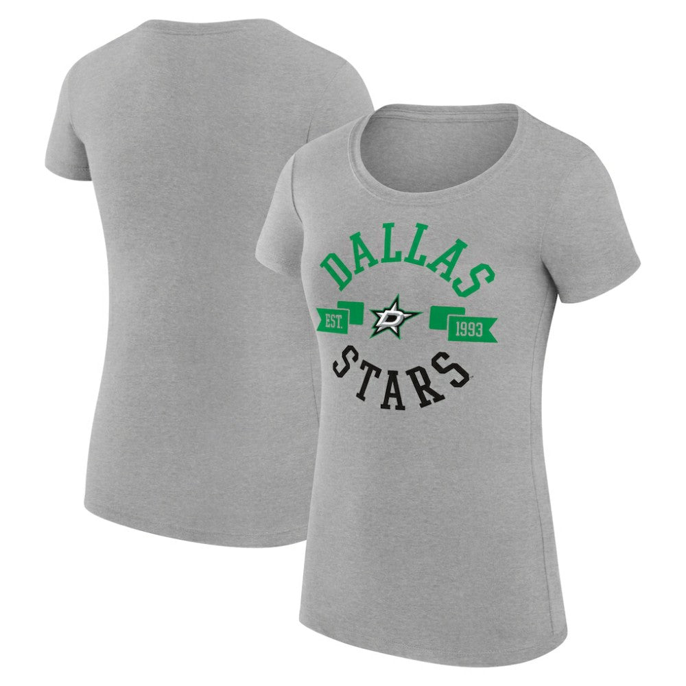 Dallas Stars G-III 4Her by Carl Banks Women's Super-Slim Fit Lightweight City Graphic Sport Crewneck T-Shirt Heather Gray