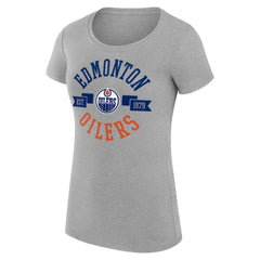 Edmonton Oilers G-III 4Her by Carl Banks Women's Super-Slim Fit Lightweight City Graphic Sport Crewneck T-Shirt Heather Gray