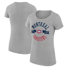 Montreal Canadiens G-III 4Her by Carl Banks Women's Super-Slim Fit Lightweight City Graphic Sport Crewneck T-Shirt Heather Gray