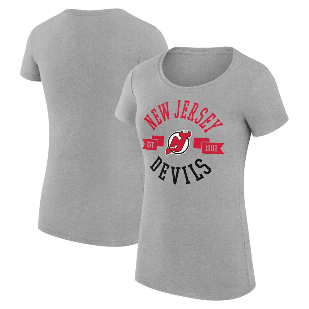 New Jersey Devils G-III 4Her by Carl Banks Women's Super-Slim Fit Lightweight City Graphic Sport Crewneck T-Shirt Heather Gray
