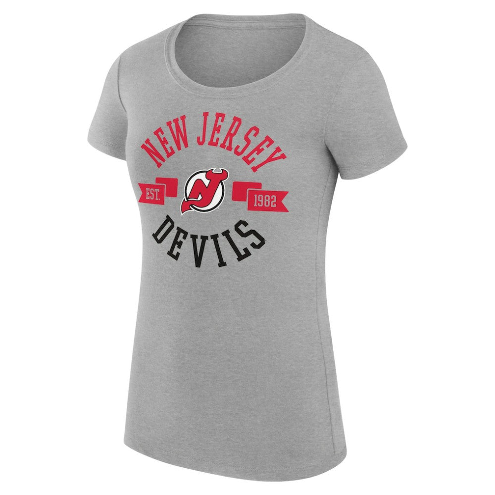 New Jersey Devils G-III 4Her by Carl Banks Women's Super-Slim Fit Lightweight City Graphic Sport Crewneck T-Shirt Heather Gray