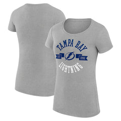 Tampa Bay Lightning G-III 4Her by Carl Banks Women's Super-Slim Fit Lightweight City Graphic Sport Crewneck T-Shirt Heather Gray