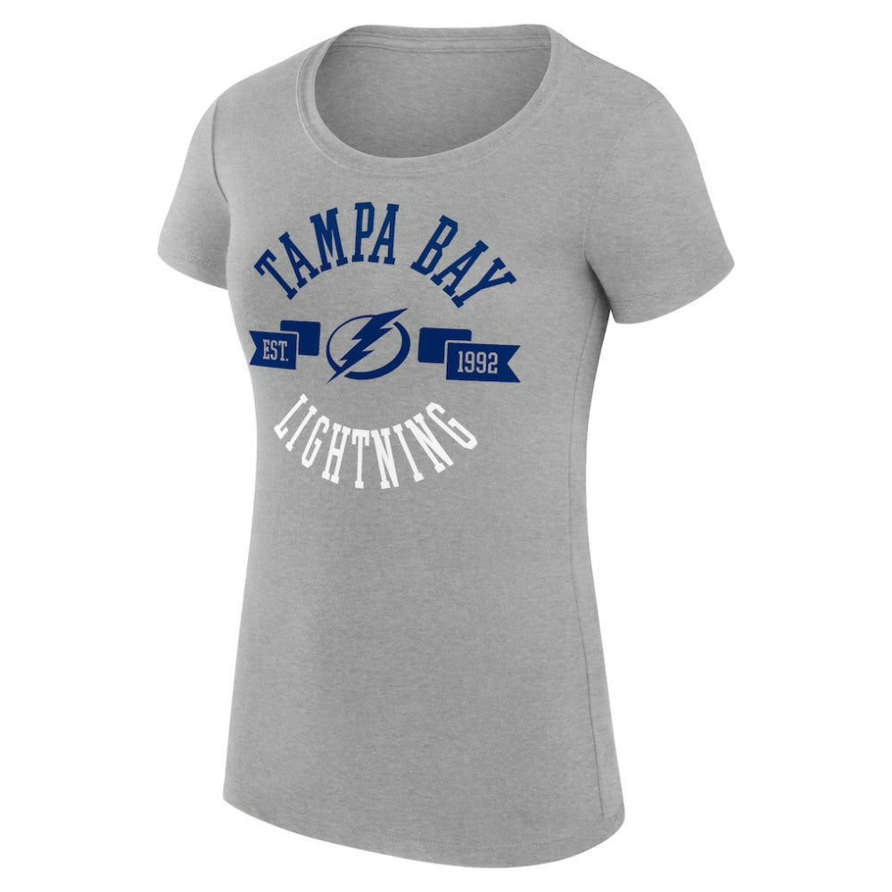 Tampa Bay Lightning G-III 4Her by Carl Banks Women's Super-Slim Fit Lightweight City Graphic Sport Crewneck T-Shirt Heather Gray