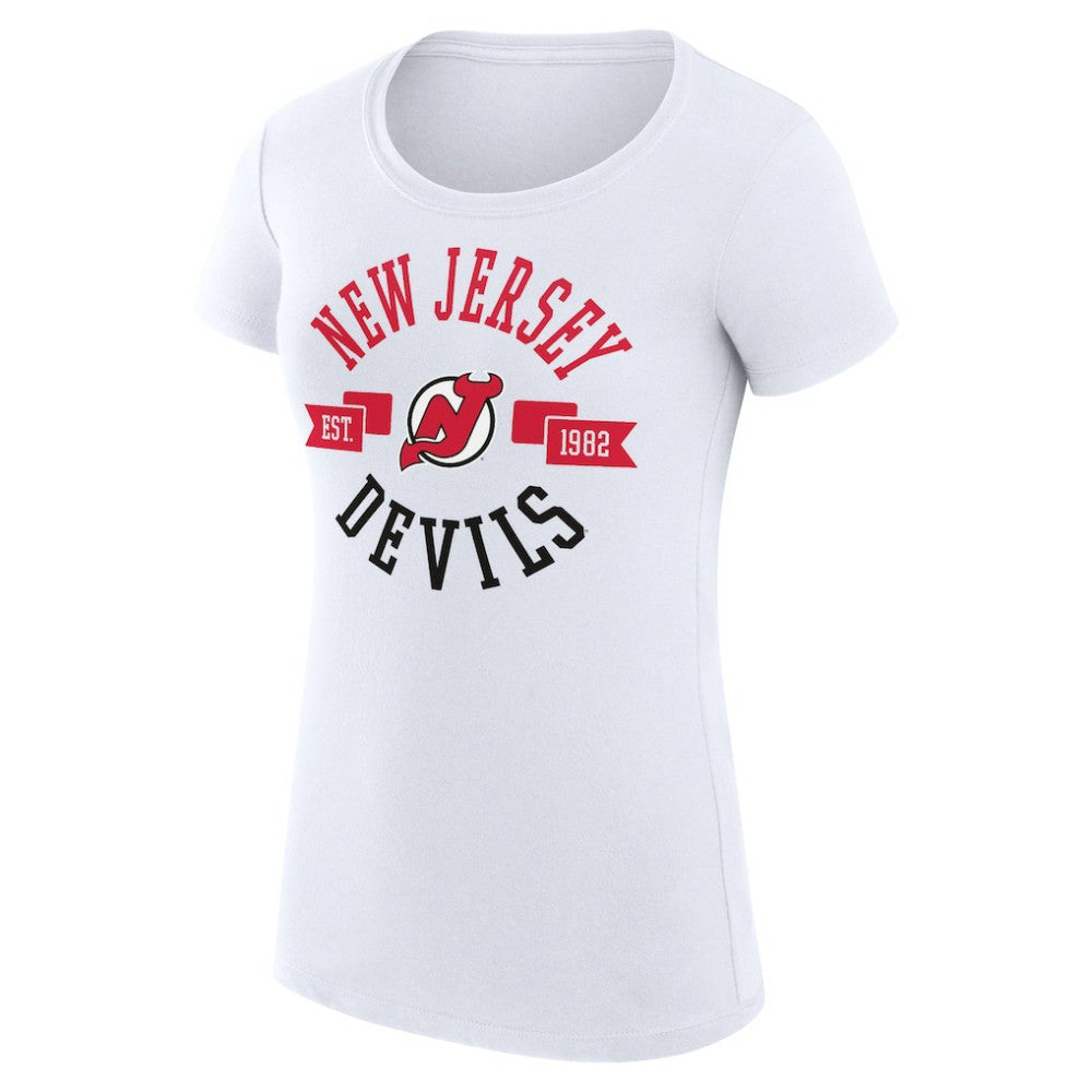 New Jersey Devils G-III 4Her by Carl Banks Women's Super-Slim Fit Lightweight City Graphic Sport Crewneck T-Shirt White