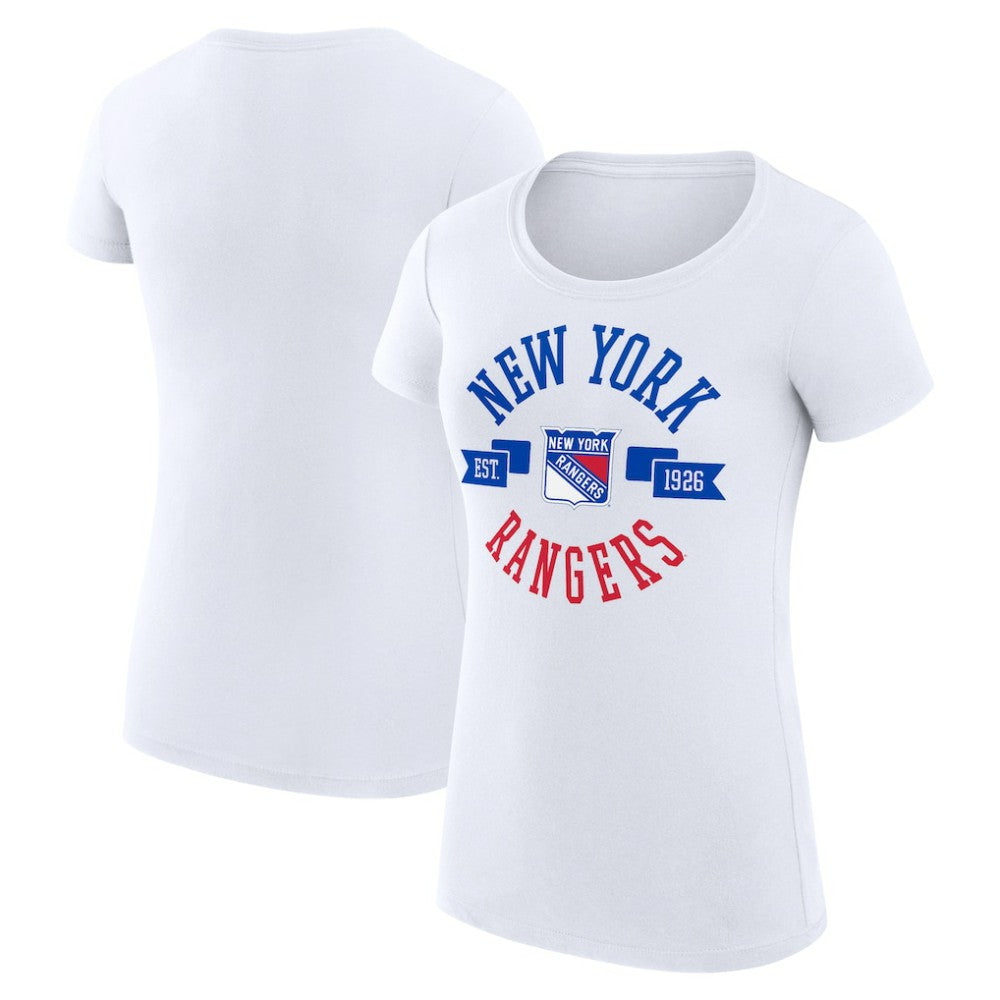 New York Rangers G-III 4Her by Carl Banks Women's Super-Slim Fit Lightweight City Graphic Sport Crewneck T-Shirt White