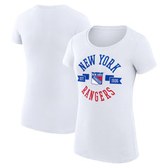 New York Rangers G-III 4Her by Carl Banks Women's Super-Slim Fit Lightweight City Graphic Sport Crewneck T-Shirt White