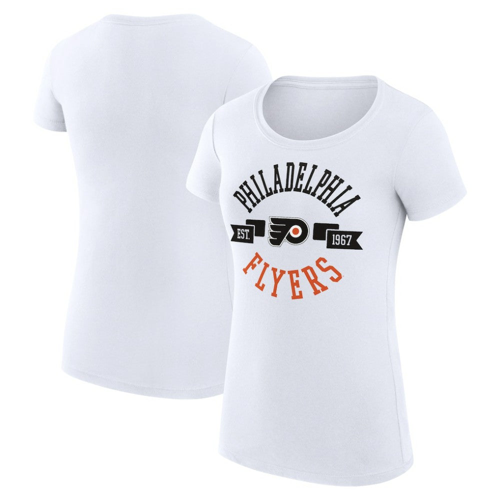 Philadelphia Flyers G-III 4Her by Carl Banks Women's Super-Slim Fit Lightweight City Graphic Sport Crewneck T-Shirt White