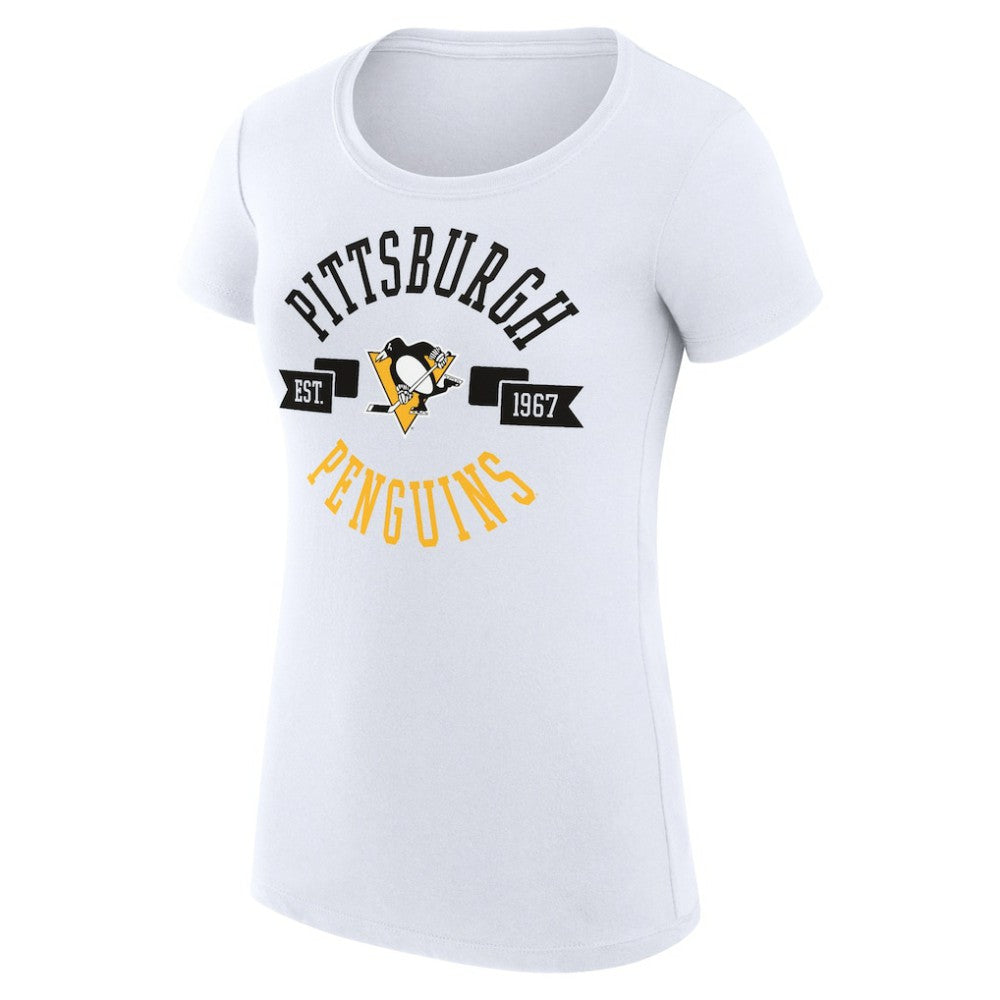 Pittsburgh Penguins G-III 4Her by Carl Banks Women's Super-Slim Fit Lightweight City Graphic Sport Crewneck T-Shirt White