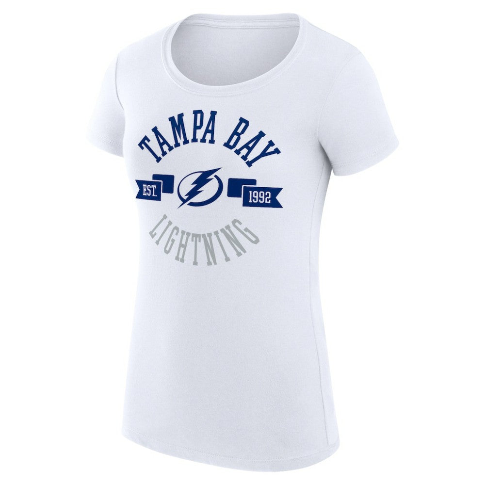 Tampa Bay Lightning G-III 4Her by Carl Banks Women's Super-Slim Fit Lightweight City Graphic Sport Crewneck T-Shirt White