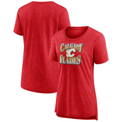 Calgary Flames Women's Crash the Net Tri-Blend T-Shirt Red