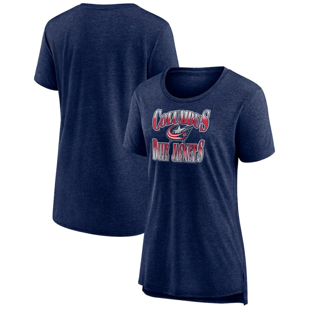Columbus Blue Jackets Women's Crash the Net Tri-Blend T-Shirt Navy