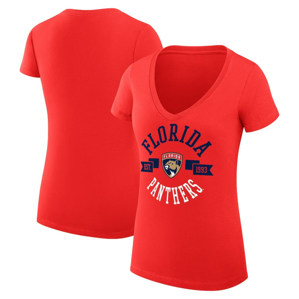 Florida Panthers G-III 4Her by Carl Banks Women's Super-Slim Fit Lightweight City Graphic V-Neck T-Shirt Red