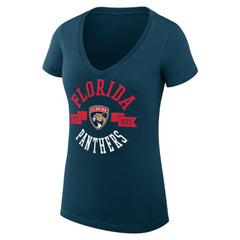 Florida Panthers G-III 4Her by Carl Banks Women's Super-Slim Fit Lightweight City Graphic V-Neck T-Shirt Navy