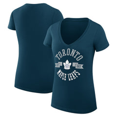 Toronto Maple Leafs G-III 4Her by Carl Banks Women's Super-Slim Fit Lightweight City Graphic V-Neck T-Shirt Navy