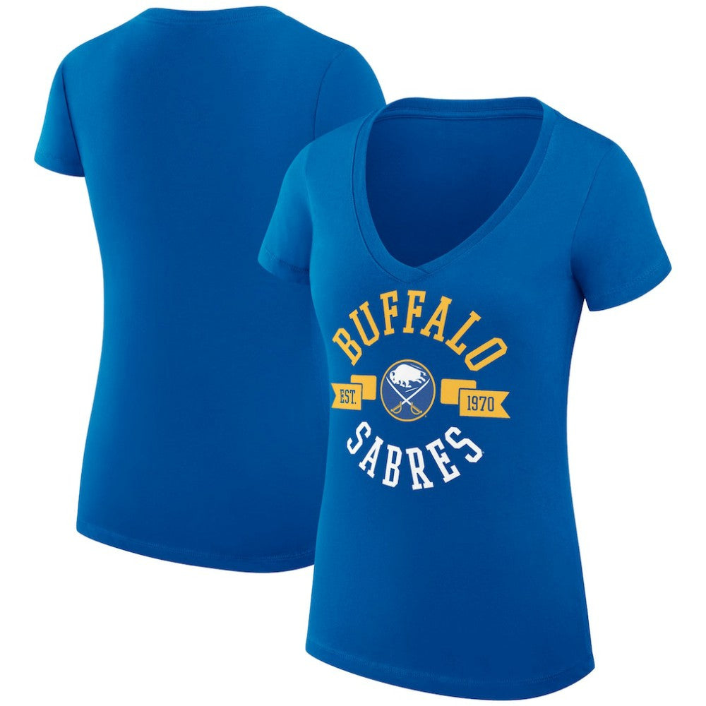 Buffalo Sabres G-III 4Her by Carl Banks Women's Super-Slim Fit Lightweight City Graphic V-Neck T-Shirt Royal