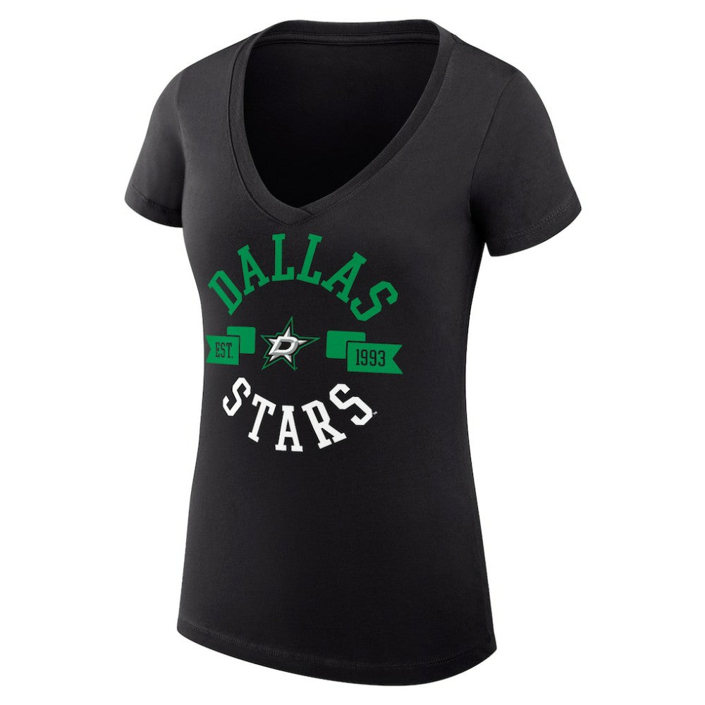 Dallas Stars G-III 4Her by Carl Banks Women's Super-Slim Fit Lightweight City Graphic V-Neck T-Shirt Black