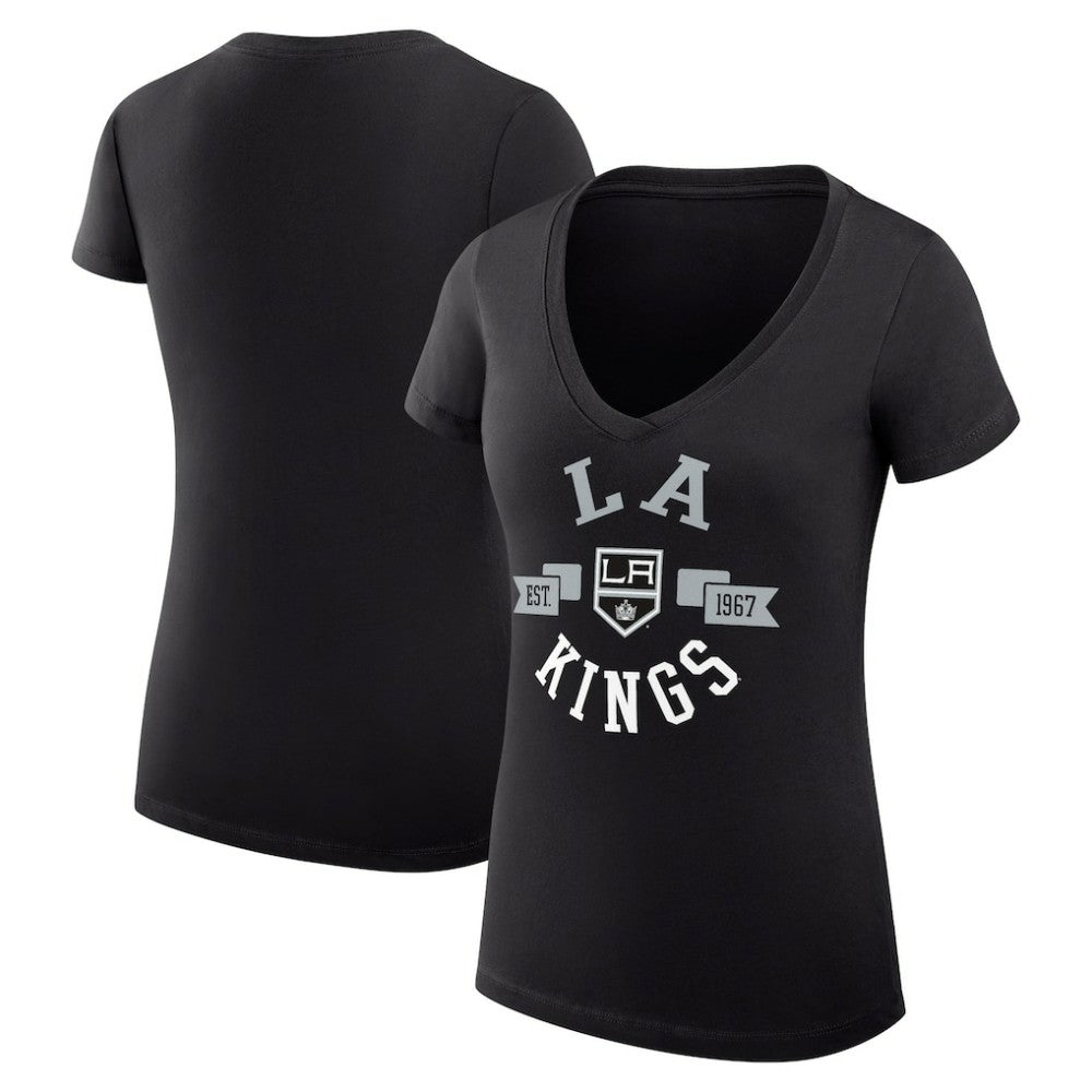 Los Angeles Kings G-III 4Her by Carl Banks Women's Super-Slim Fit Lightweight City Graphic V-Neck T-Shirt Black