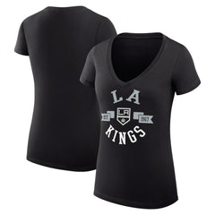 Los Angeles Kings G-III 4Her by Carl Banks Women's Super-Slim Fit Lightweight City Graphic V-Neck T-Shirt Black