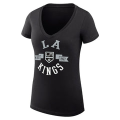 Los Angeles Kings G-III 4Her by Carl Banks Women's Super-Slim Fit Lightweight City Graphic V-Neck T-Shirt Black