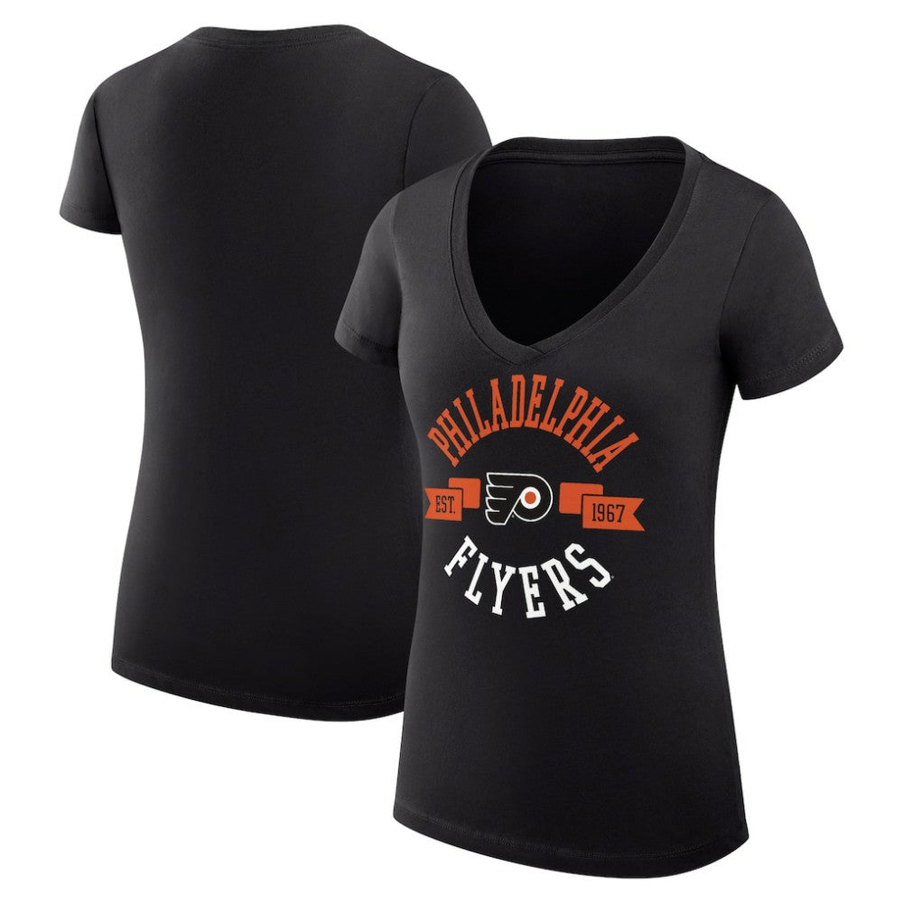 Philadelphia Flyers G-III 4Her by Carl Banks Women's Super-Slim Fit Lightweight City Graphic V-Neck T-Shirt Black