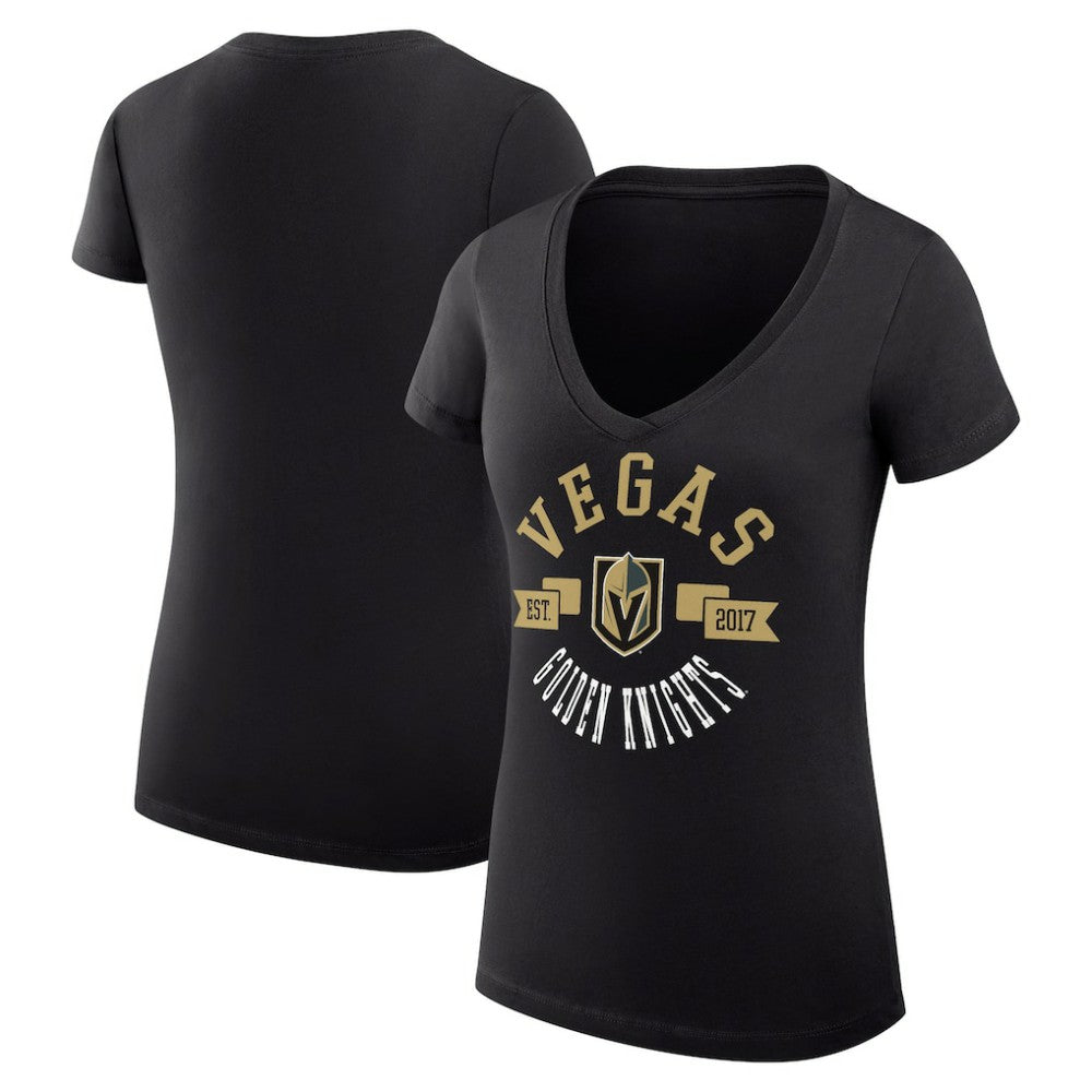Vegas Golden Knights G-III 4Her by Carl Banks Women's Super-Slim Fit Lightweight City Graphic V-Neck T-Shirt Black