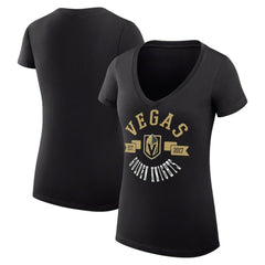 Vegas Golden Knights G-III 4Her by Carl Banks Women's Super-Slim Fit Lightweight City Graphic V-Neck T-Shirt Black