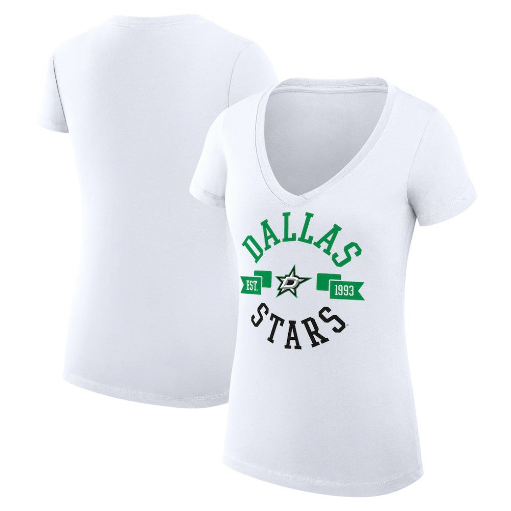 Dallas Stars G-III 4Her by Carl Banks Women's Super-Slim Fit Lightweight City Graphic V-Neck T-Shirt White