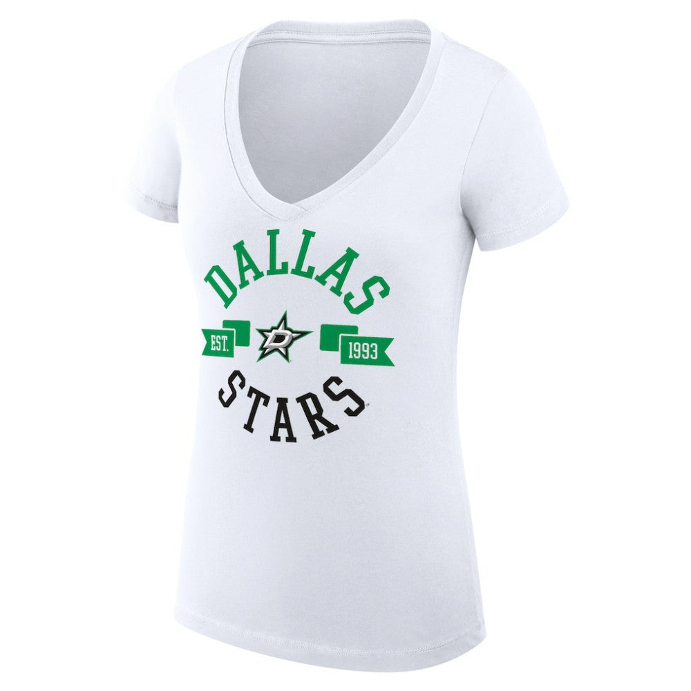 Dallas Stars G-III 4Her by Carl Banks Women's Super-Slim Fit Lightweight City Graphic V-Neck T-Shirt White
