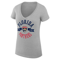 Florida Panthers G-III 4Her by Carl Banks Women's Super-Slim Fit Lightweight City Graphic V-Neck T-Shirt Heather Gray