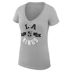 Los Angeles Kings G-III 4Her by Carl Banks Women's Super-Slim Fit Lightweight City Graphic V-Neck T-Shirt Heather Gray