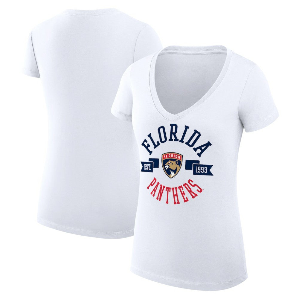 Florida Panthers G-III 4Her by Carl Banks Women's Super-Slim Fit Lightweight City Graphic V-Neck T-Shirt White