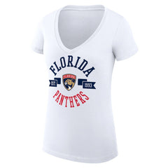 Florida Panthers G-III 4Her by Carl Banks Women's Super-Slim Fit Lightweight City Graphic V-Neck T-Shirt White