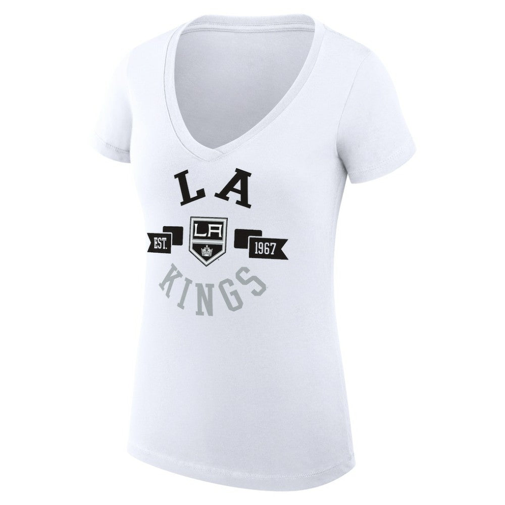 Los Angeles Kings G-III 4Her by Carl Banks Women's Super-Slim Fit Lightweight City Graphic V-Neck T-Shirt White