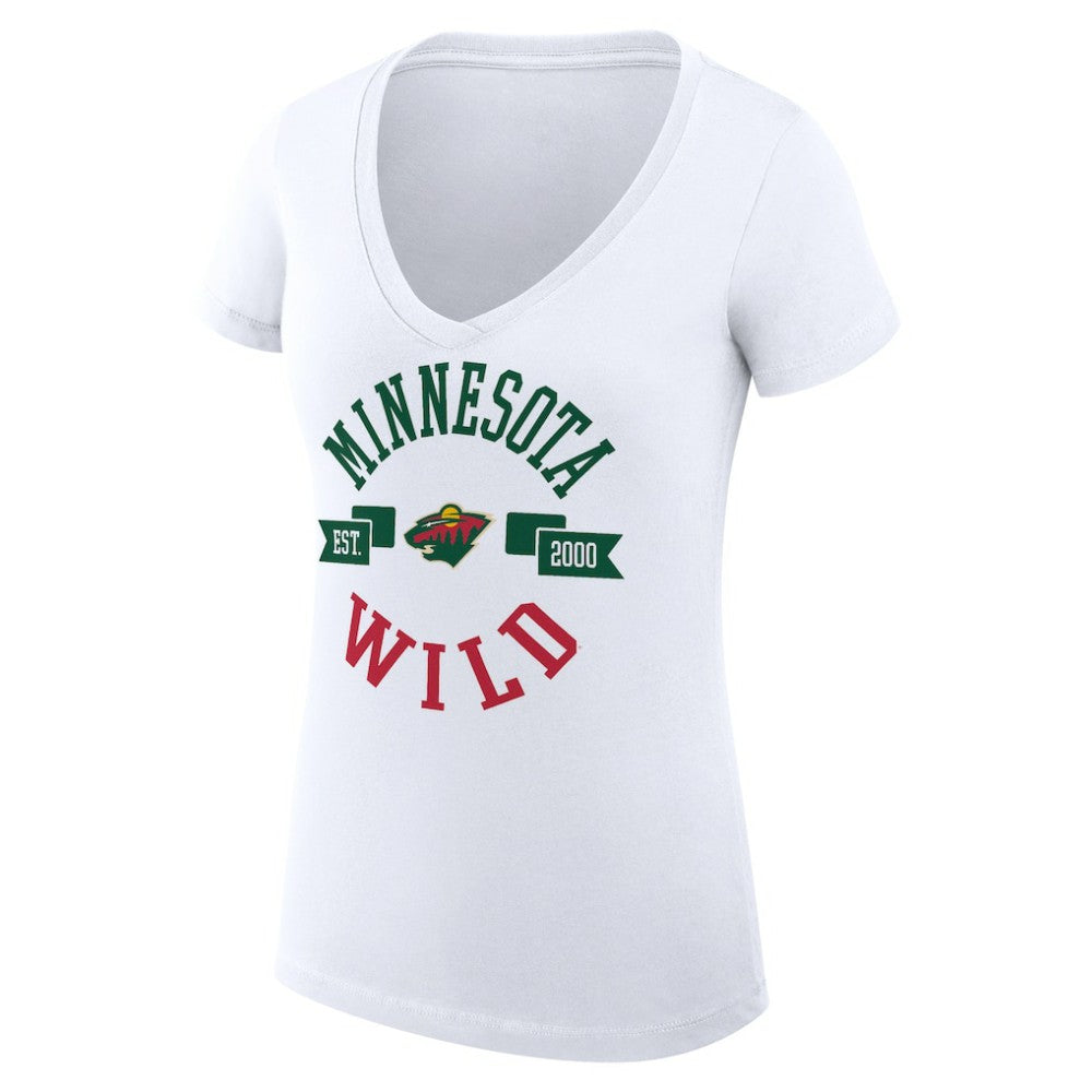 Minnesota Wild G-III 4Her by Carl Banks Women's Super-Slim Fit Lightweight City Graphic V-Neck T-Shirt White