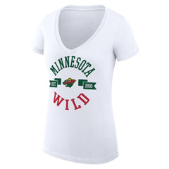 Minnesota Wild G-III 4Her by Carl Banks Women's Super-Slim Fit Lightweight City Graphic V-Neck T-Shirt White