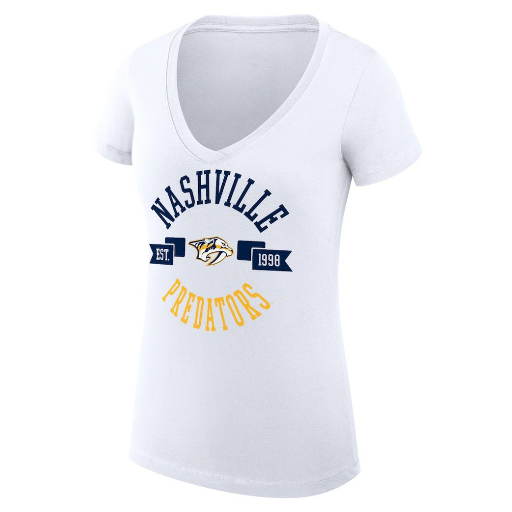 Nashville Predators G-III 4Her by Carl Banks Women's Super-Slim Fit Lightweight City Graphic V-Neck T-Shirt White