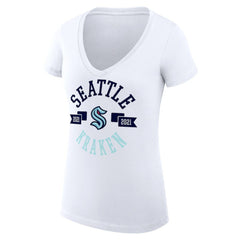 Seattle Kraken G-III 4Her by Carl Banks Women's Super-Slim Fit Lightweight City Graphic V-Neck T-Shirt White